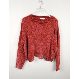 NEW Lush Scallop Edge Chenille Sweater Crop Top